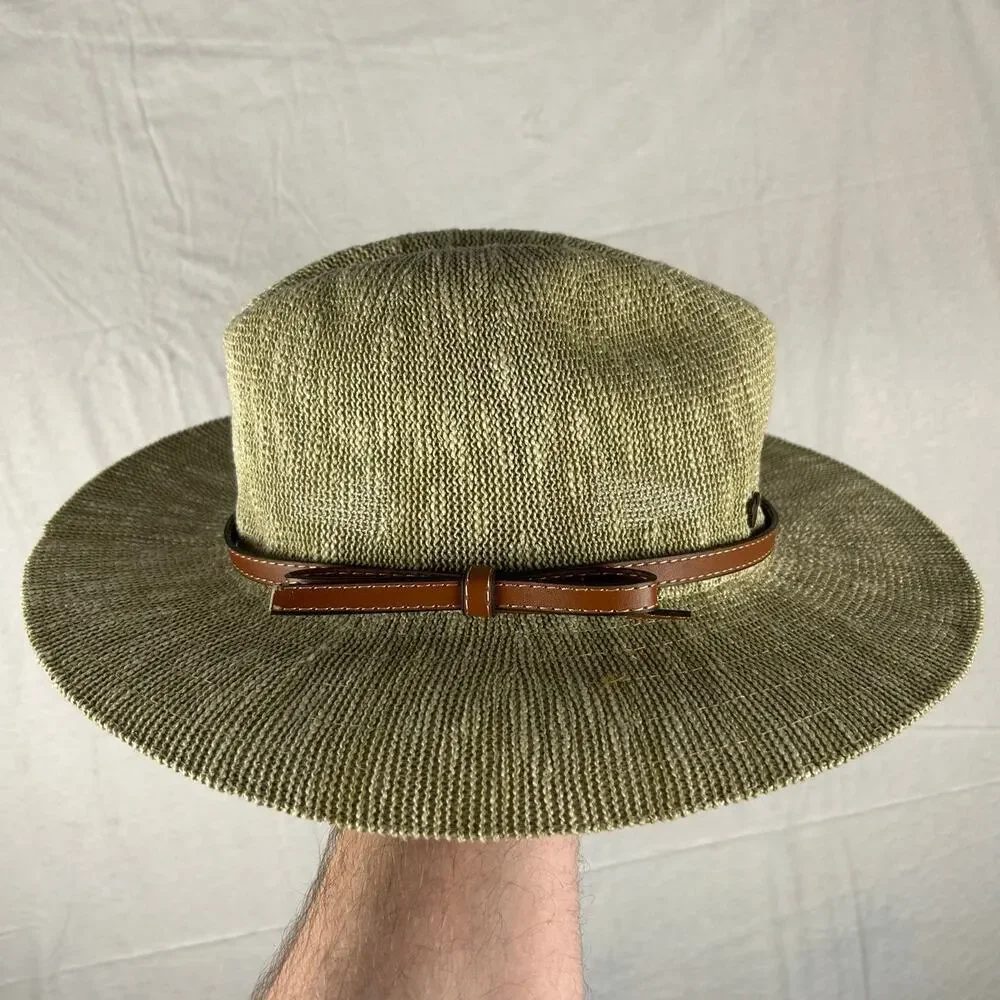 Official Disney Parks Sage Green Woven Fedora, Band & Mickey Mouse Icon – Adult